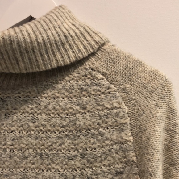 Line The Label Grey Boucle Striped Raglan Turtleneck Sweater - Picture 3 of 9